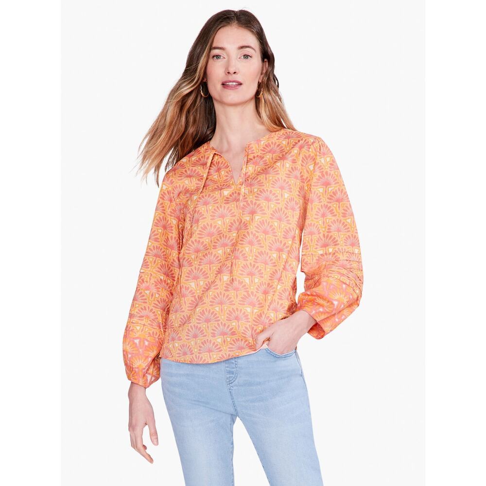 NIC+ZOE Swan Rays Top in Orange Multi